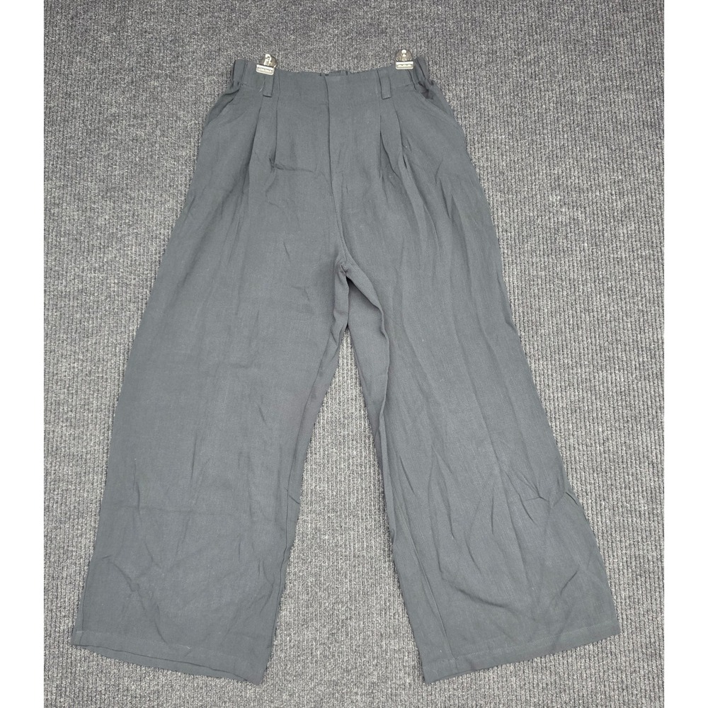 Halara Gray Wide Leg Pleated Trousers High Waisted Elastic Back Pants Size M